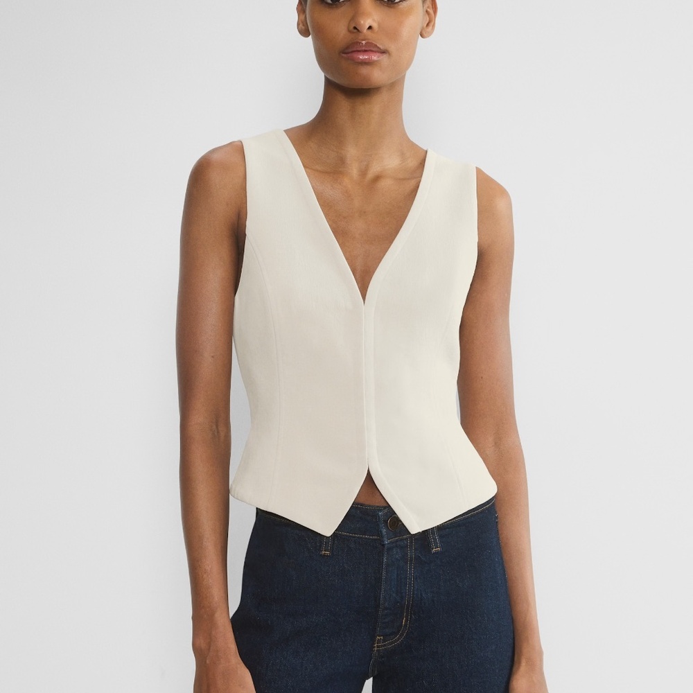 Aritzia Babaton Attire Vest Cream Tailored Sleeveless Blazer Top 0 XS
